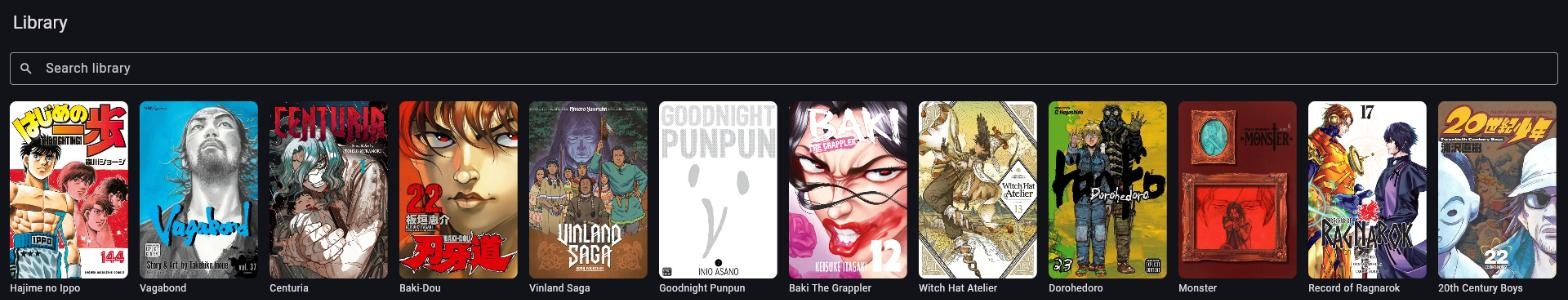Kai-Shelf library grid showing manga covers
